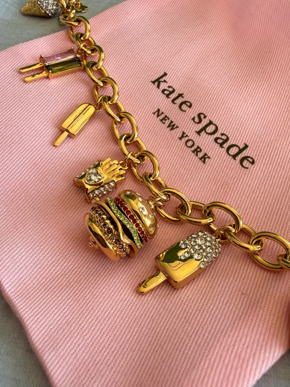 Kate Spade Fast Food Gold Charm Bracelet NWT